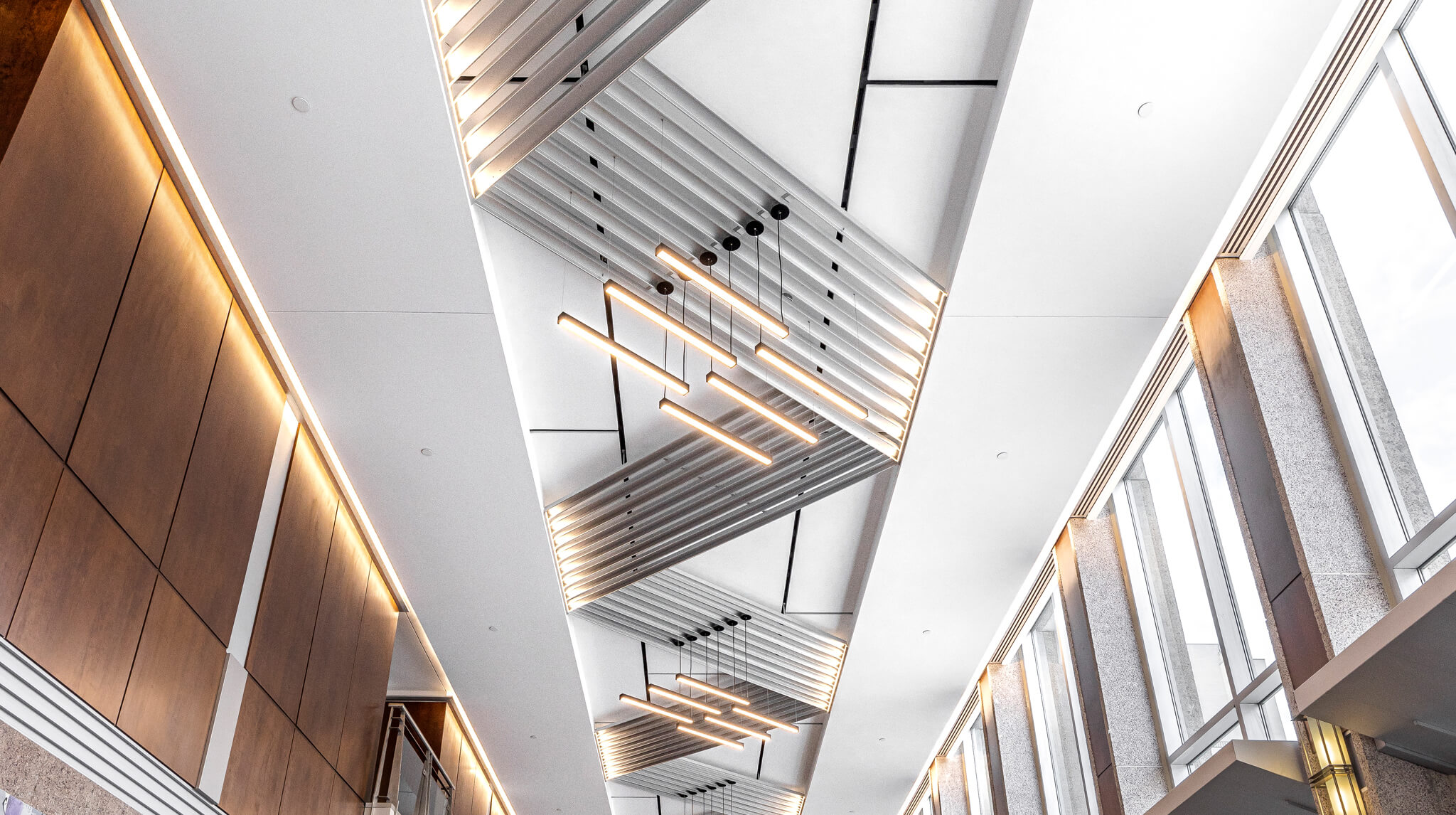 Monit building, lobby ceiling lights