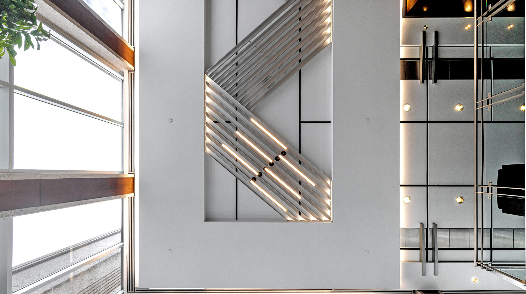 Monit building, lobby ceiling lights